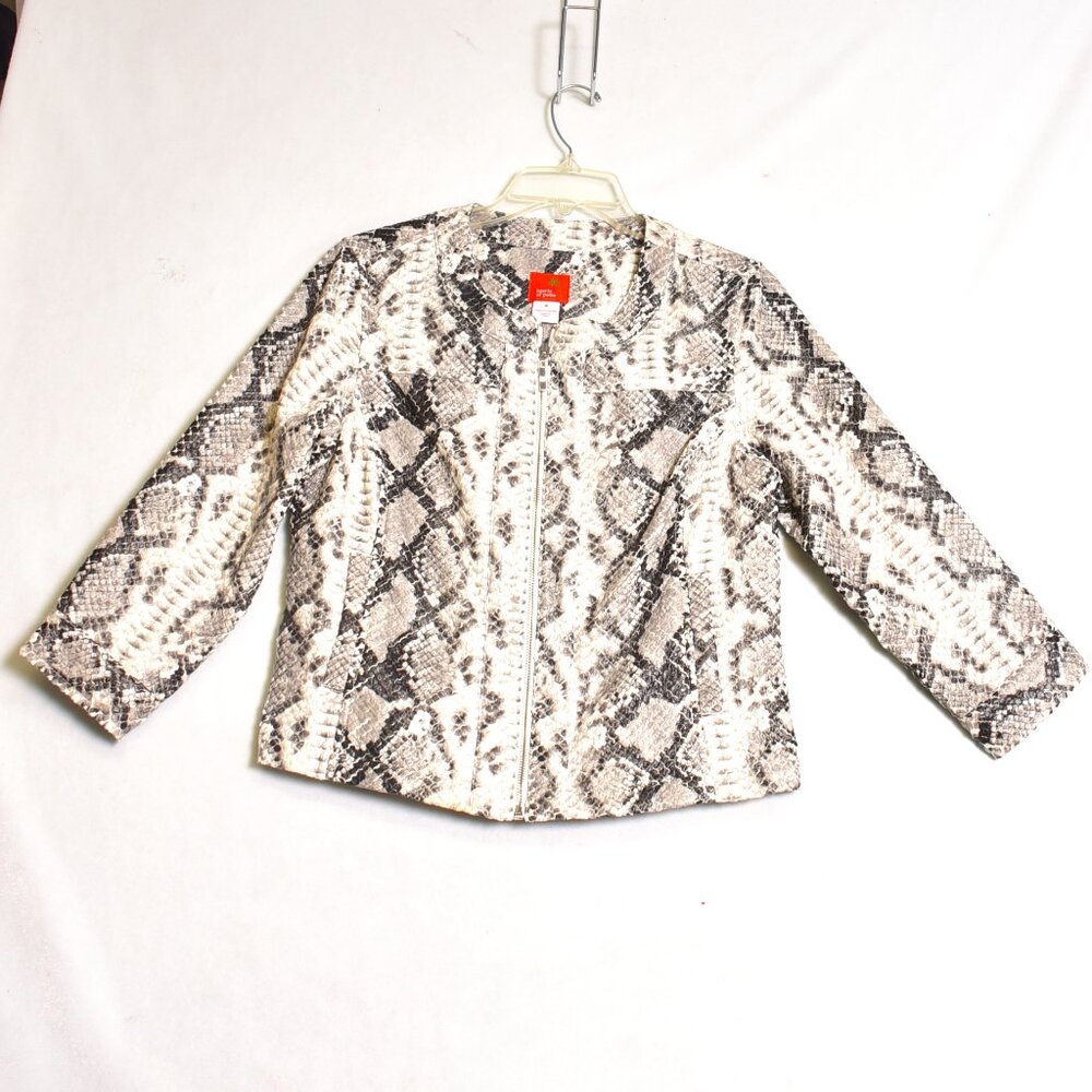 Heart of Palms beautiful Gray Snakeskin Embossed Short Jacket Size 6 Zip Front
